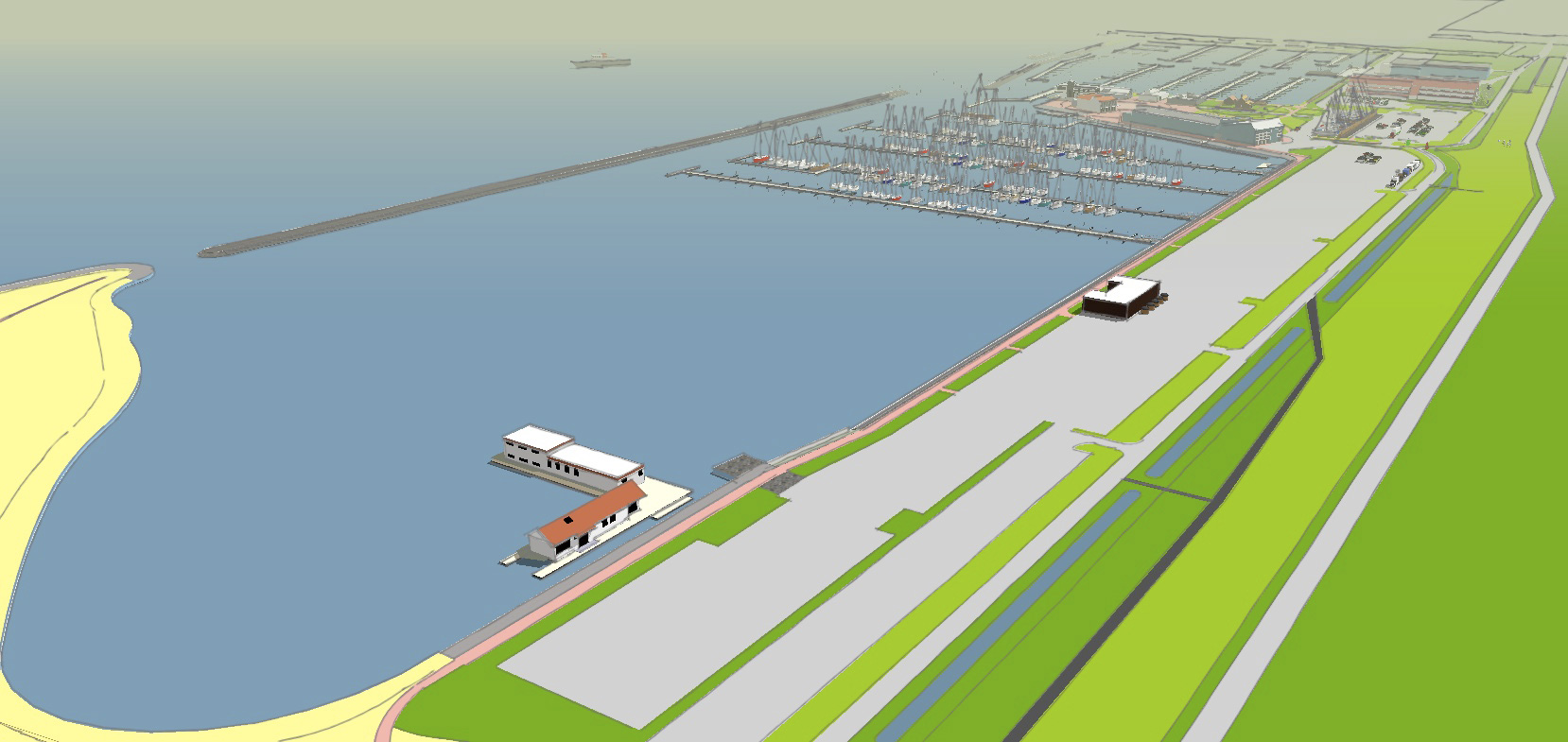 Haventekening halverwege jachthaven Bruinisse